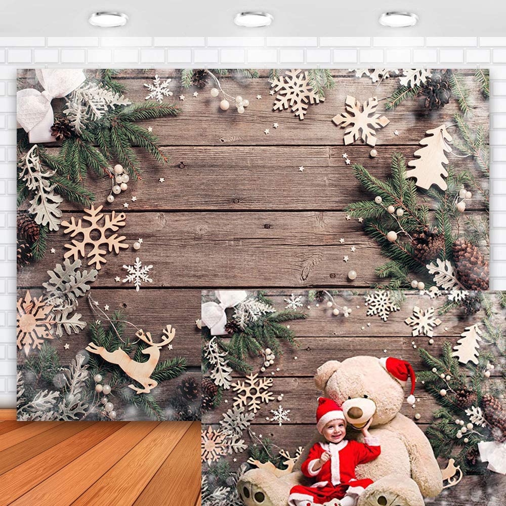 Christmas Decorations Wood Floor Photography Backdrop LV-866