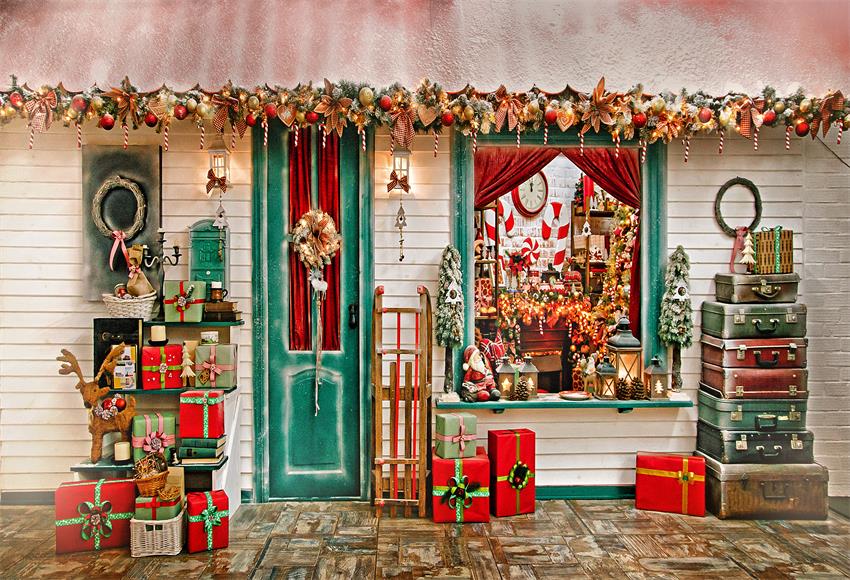 Christmas Gifts Decorations Room Door Photography Backdropv