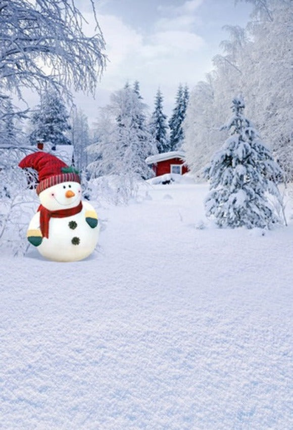 Winter Scence Snowman Forst Backdrop for Photo Booth L-872