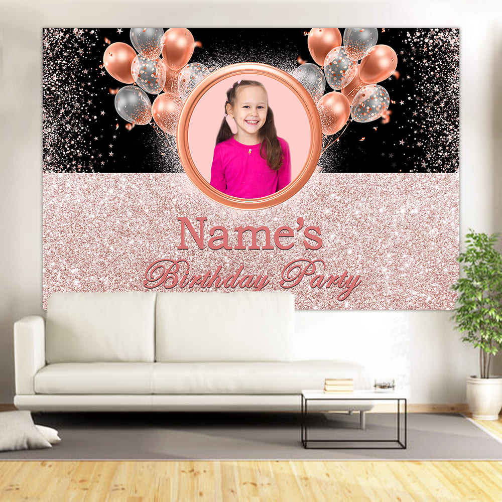 Rose Gold Shining Custom Birthday Party Backdrop M-01