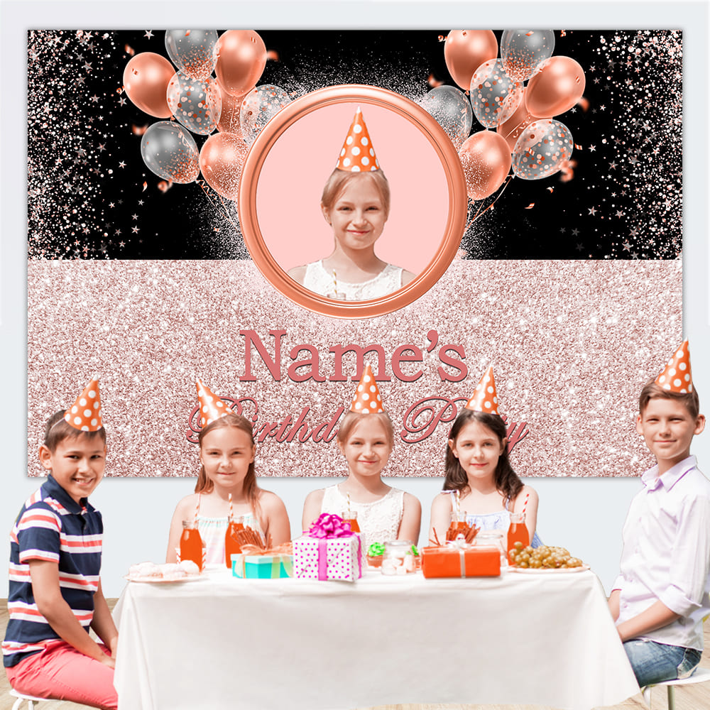 Rose Gold Shining Custom Birthday Party Backdrop M-01