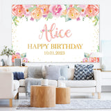 Custom Birthday Flower Backdrop for Party Decor M-03