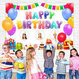 Colorful Balloons Custom Birthday Backdrop Banner M-04