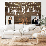 Custom Birthday Backdrop Wood Lights Background M-07