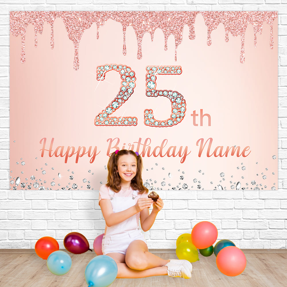 Sparkle Diamond Tassel Custom Birthday Backdrop M-14