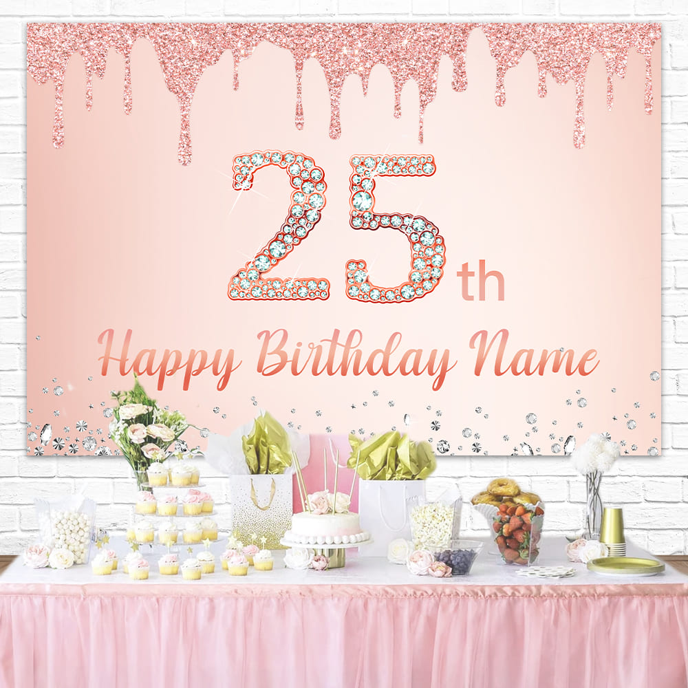 Sparkle Diamond Tassel Custom Birthday Backdrop M-14