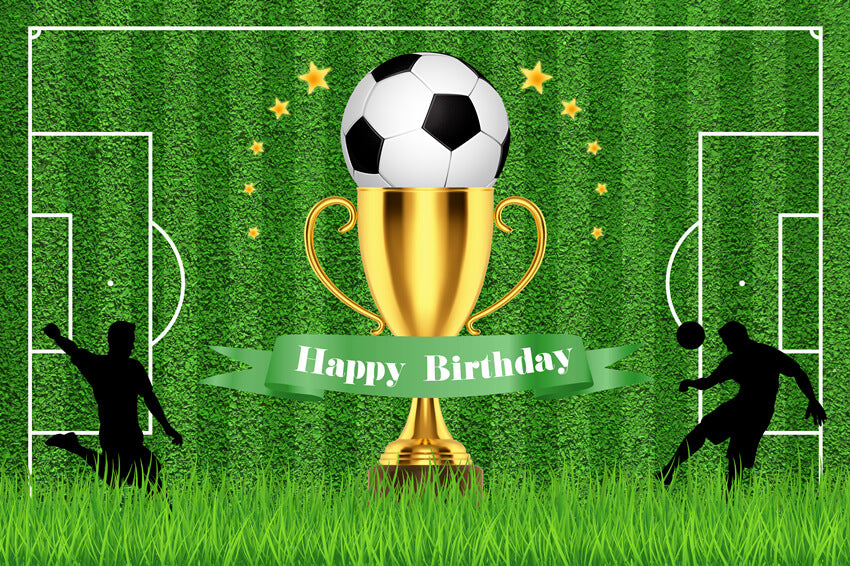 Soccer Champion Trophy Custom Birthday Backdrop