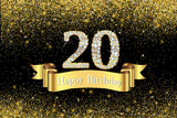 Golden Shining Custom Age Birthday Backdrop M-19