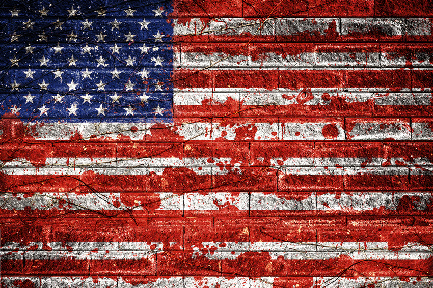 Independence Day American Flag Graffiti Brick Backdrop