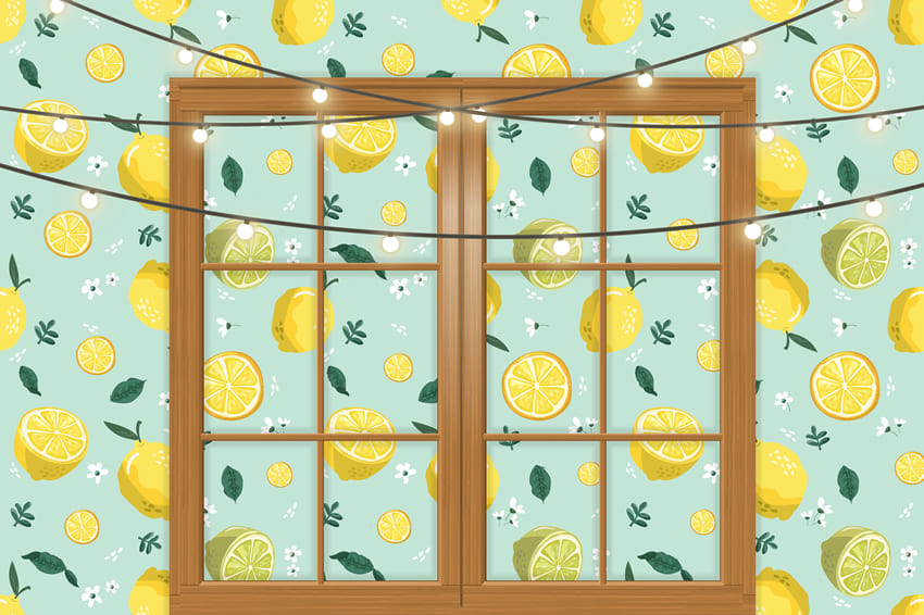 Lemon Window Summer Photography Backdrop 