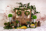 Green Plants Barn Lemon Photography Backdrop M-36