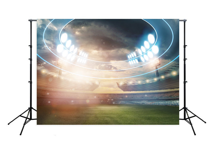 Soccer Field Lights Green Grass Photography Backdrop M027 – Dbackdrop