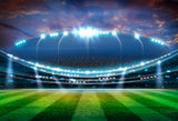 Football Stadium Lights Green Grass Photography Backdrop M028