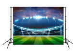 Football Stadium Lights Green Grass Photography Backdrop M028