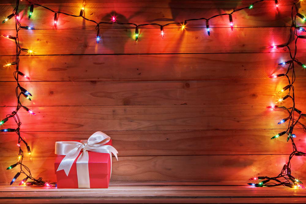 Colorful Lights Gifts Wood Texture Photography Backdrop  MR-2219