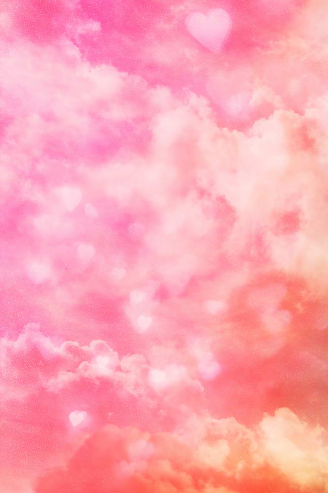 Pink Clouds Love Hearts Backdrop for Photography MR-2277