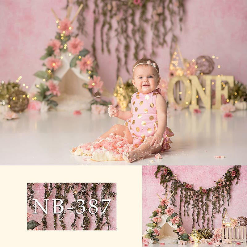 Pink Flower Beautiful Children Backdrops for Photography NB-387