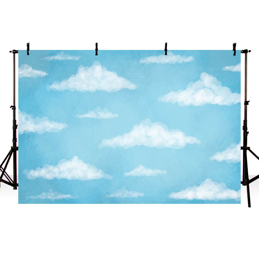 Beautiful Blue Sky and White Clouds Background for Newborn Photography NB-367