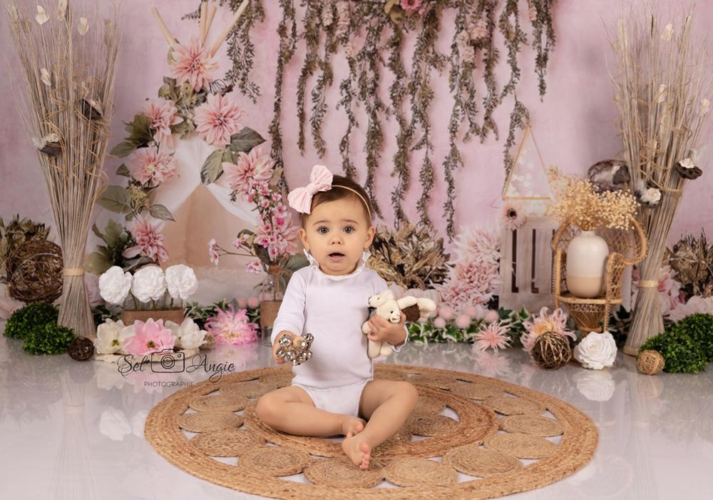 Pink Flower Beautiful Children Backdrops for Photography NB-387