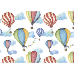 Colorful Hot Air Balloon and Blue Clouds Background for Baby Photograp ...