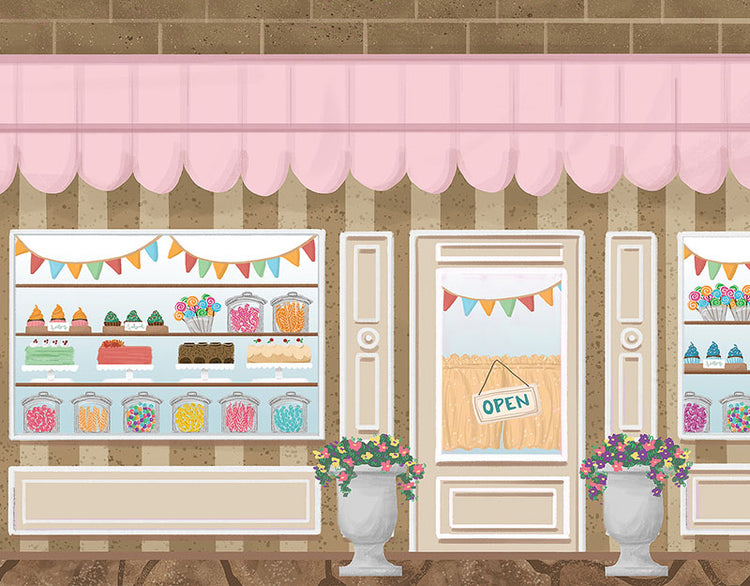 Cartoon Sweet Cake Shop Beautiful Photography Backdrop for Baby Girl N ...