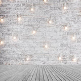 Old White Brick Wall Lights Photography Backdrop