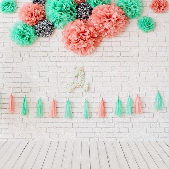 White Brick Wall Flower Decoration for Baby Shower S-3187