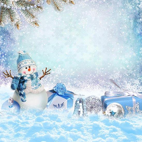 Christmas Snowman Snow Backdrop for Baby Photography S-3252