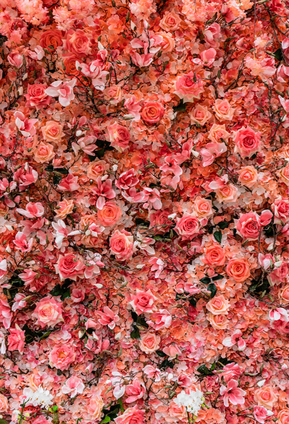 Orange Red Floral Photography Backdrop SH-1023