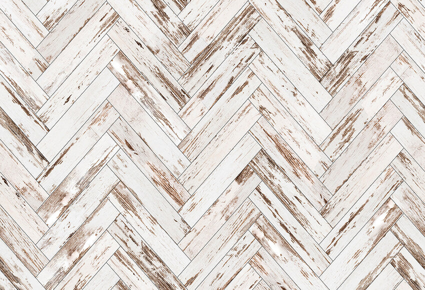 Herringbone Old White Floor Backdrop 