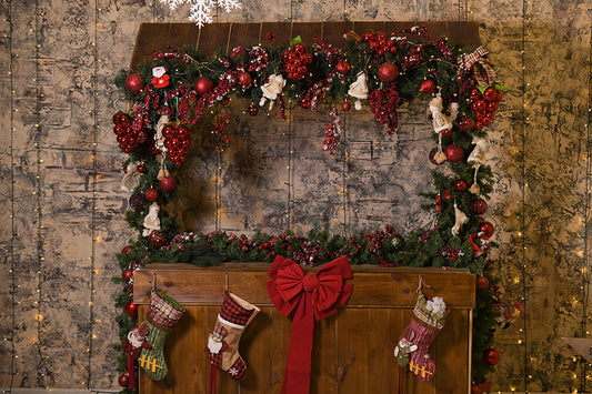 Christmas Stockings Fireplace Backdrop for Pictures LV-994 – Dbackdrop