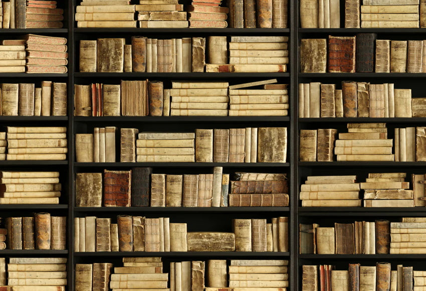 Retro Bookshelves Old Books Backdrop for Photography