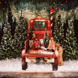 Red Car Christmas Tree Photography Backdrop SH-960