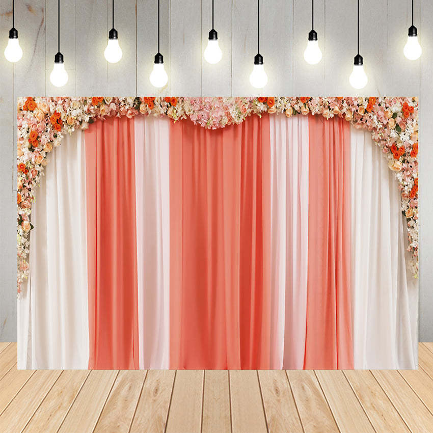 Flower Garland Orange White Wedding Backdrop