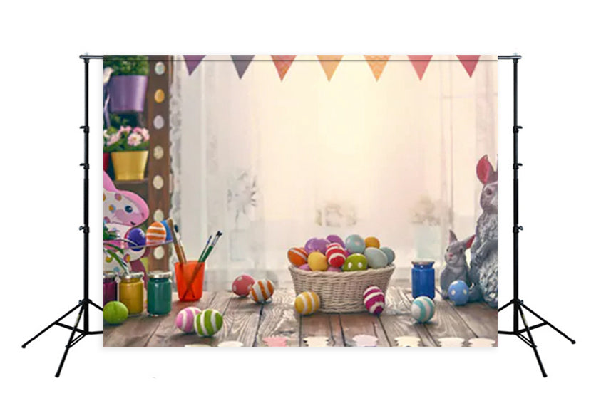 Happy Easter Bunny Easter Eggs Photo Booth Backdrop SH088