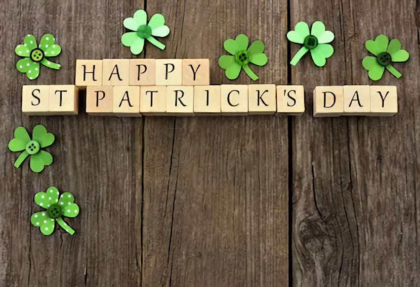 Happy  Saint Patrick's Day Green Leaves Wood Photo Backdrop SH169