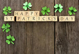 Happy  Saint Patrick's Day Green Leaves Wood Photo Backdrop SH169