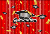 Graduation Party Trencher Cap Photography Red Backdrop SH-368