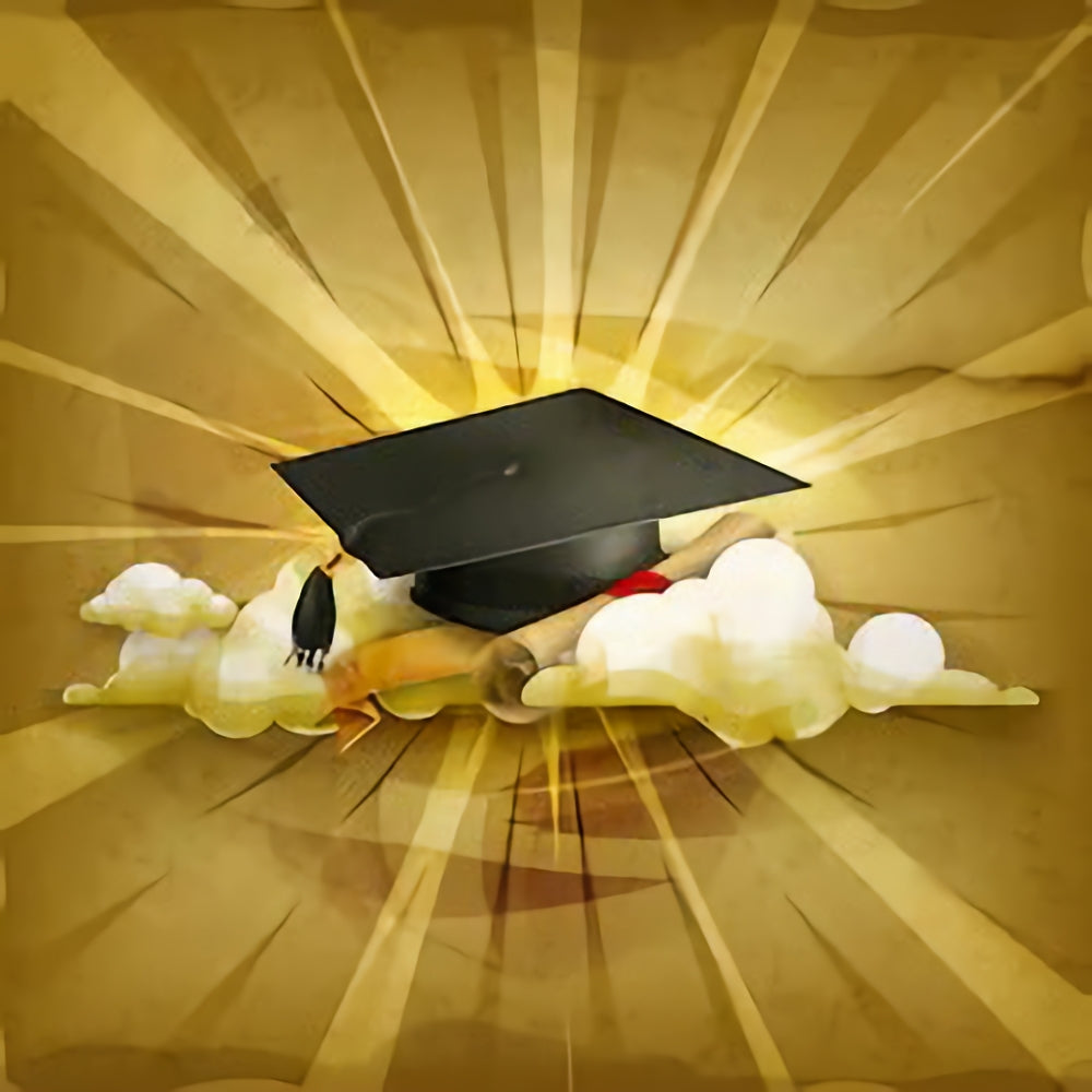 Graduation Cap Golden Photography Party Backdrop SH380