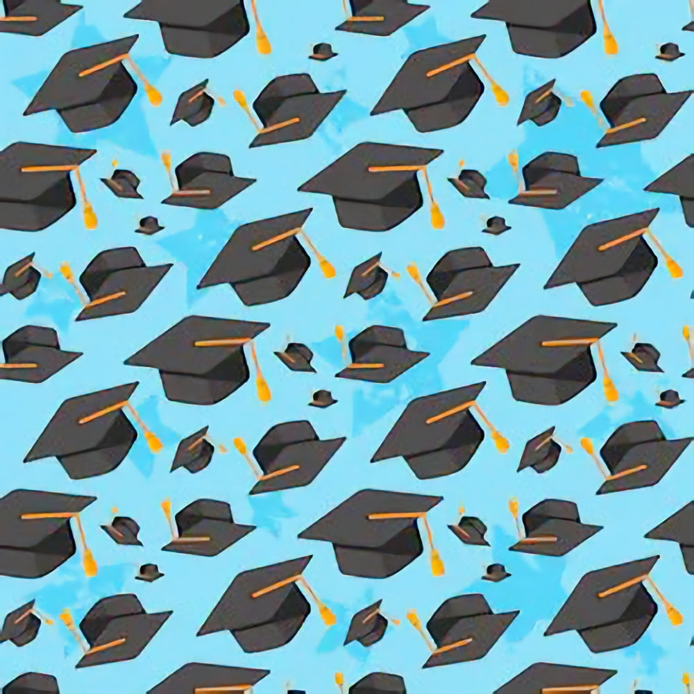 Trencher Cap Graduation Blue Background Backdrop SH383