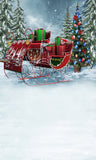 Santa's Sleigh Christmas Tree Gift Snow Backdrop for Picture  ST-454