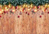 Garlands Lights Rustic Wood Backdrop for Photography