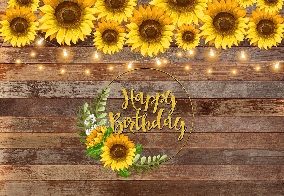 Sunflower Birthday Party  Wood Bakckdrop TKH1602