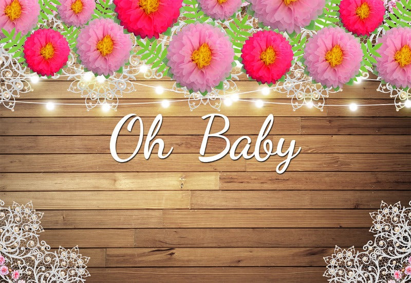 Oh Baby Floral Baby Shower Photo Backdrops TKH1607