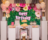 Green Leaves Flowers Birthday Photo Booth Bakckdro