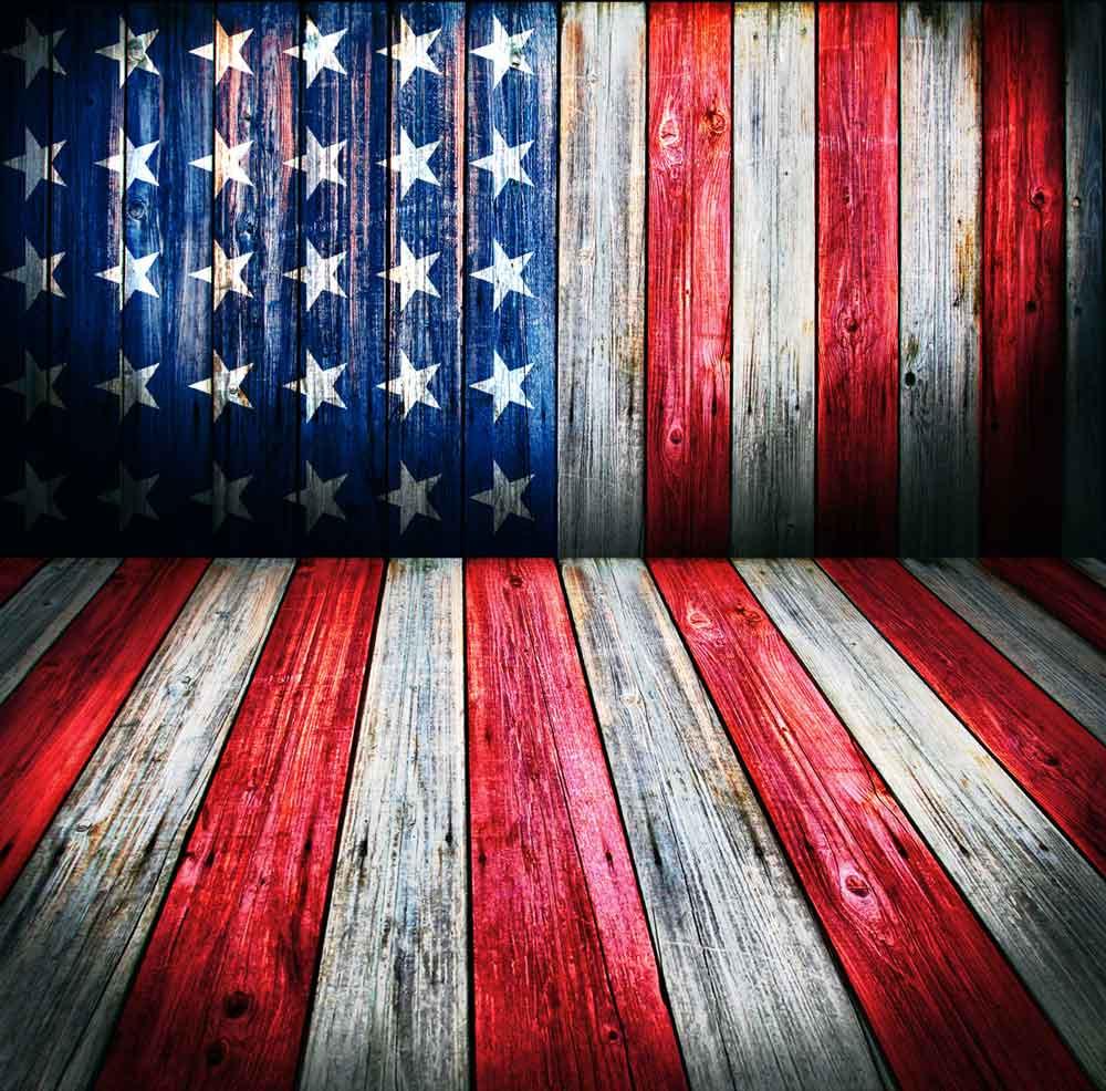 Independence Day Wood American Flag Patriotic Studio Backdrop YY00603