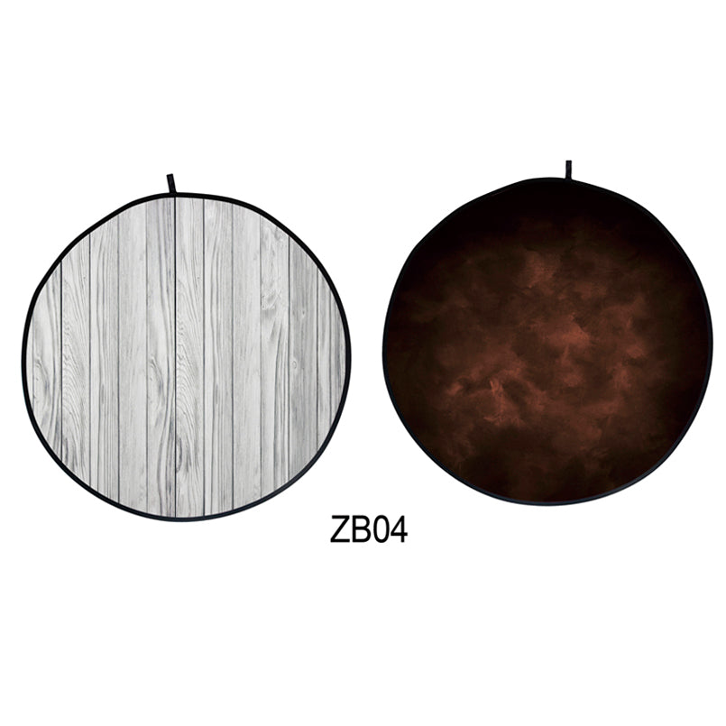 Collapsible Double-sided Round  Abstract Texture/Wood Backdrop 5x5ft(1.5x1.5m) ZB04