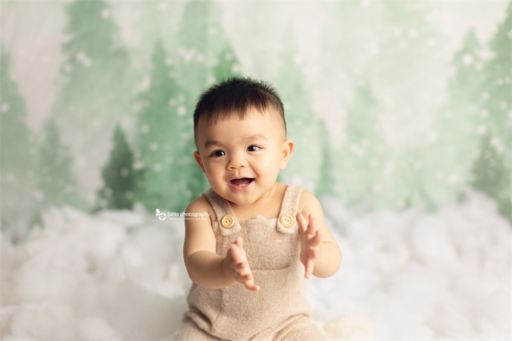 Christmas Trees Backdrop Snow Background Baby Photography ZG-71