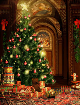 Christmas Tree Decor Backdrop for Party Photography DBD-P19193 – Dbackdrop