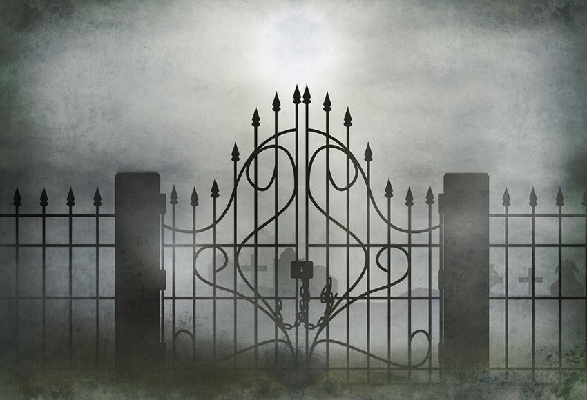 Halloween Horrible Iron Gate Photo Booth Backdrop DBD-H19024